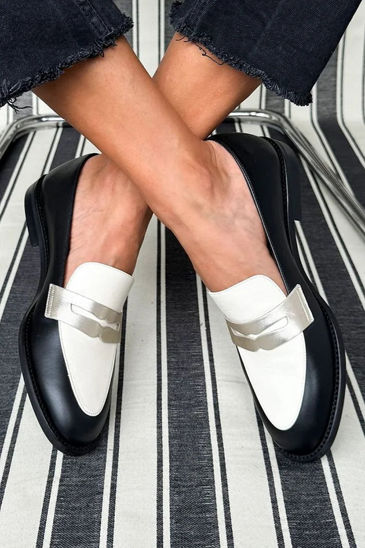 BICOLORED LOAFERS WITH METAL DETAIL