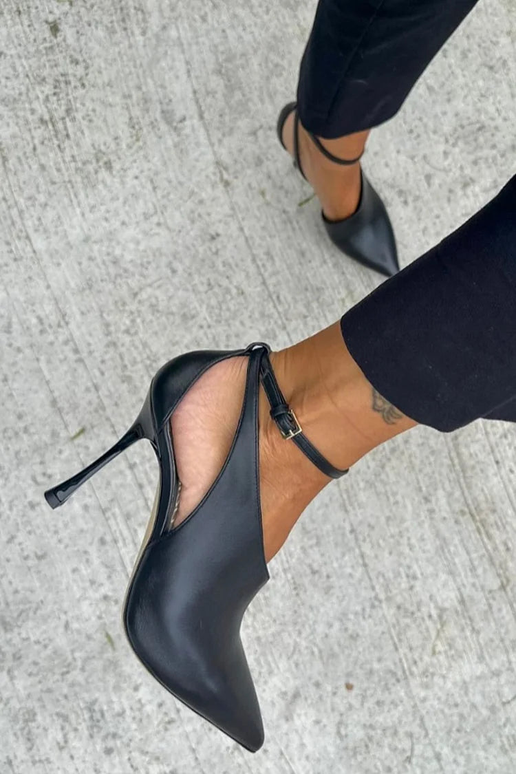 POINTED TOE PUMP WITH ANKLE STRAP
