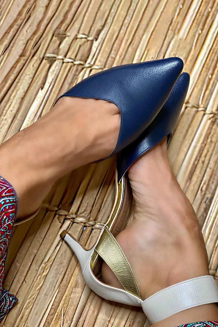BICOLORED SLINGBACK WITH ELEGANT HEEL