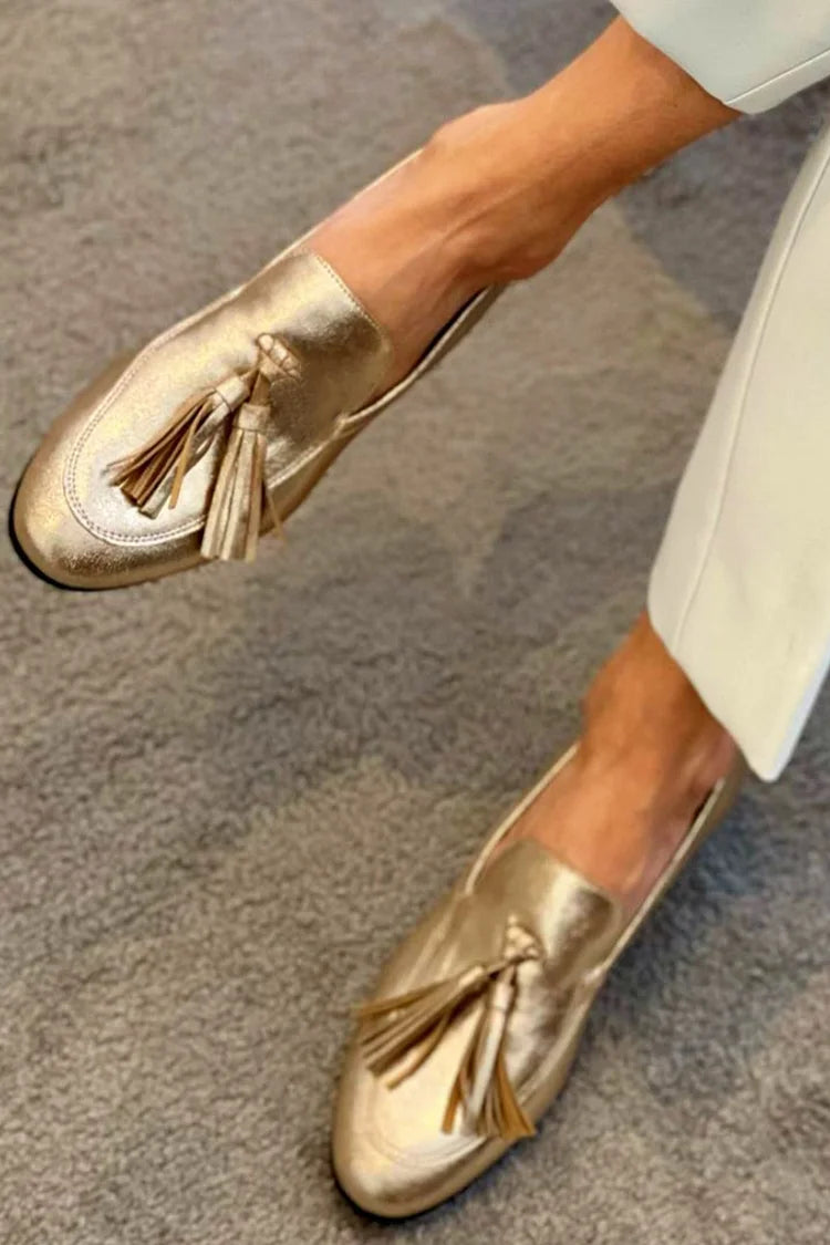 GOLDEN LOAFER WITH FRINGES