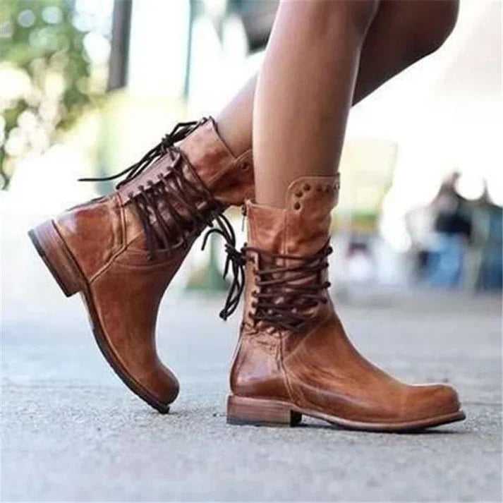 LACED BOOTS WITH STUDDED DETAILS