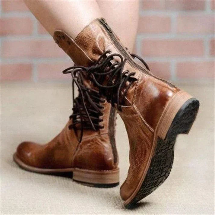 LACED BOOTS WITH STUDDED DETAILS