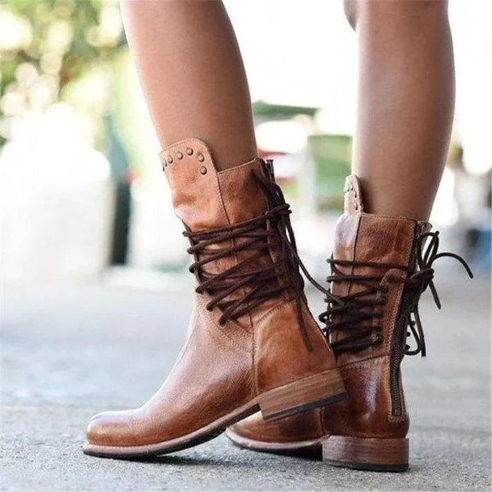 LACED BOOTS WITH STUDDED DETAILS
