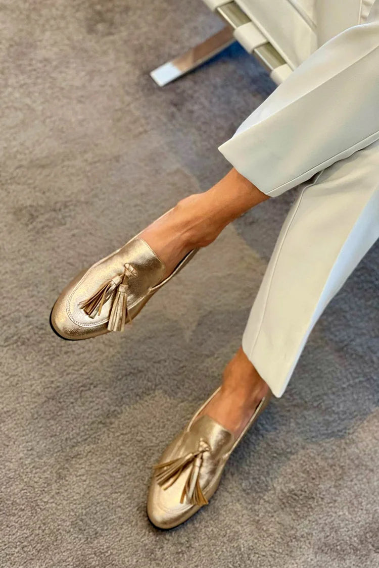 GOLDEN LOAFER WITH FRINGES