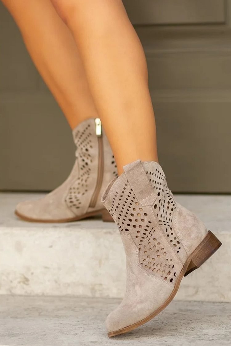 PERFORATED ANKLE BOOT WITH SIDE ZIP