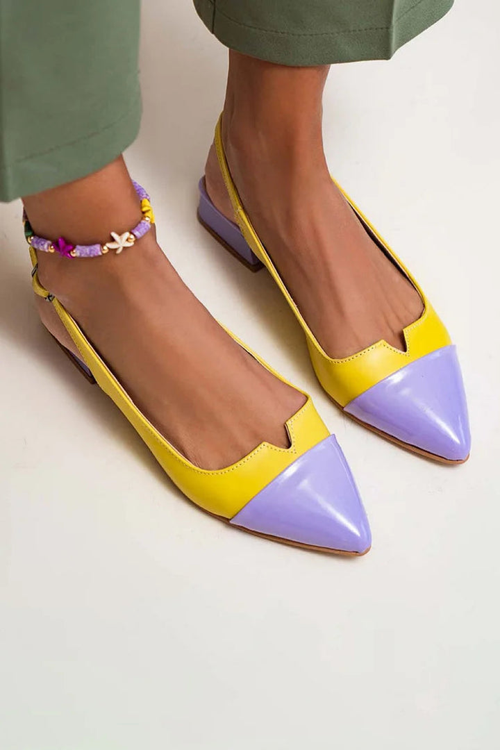POINTED BALLET FLATS WITH BICOLOR DETAIL