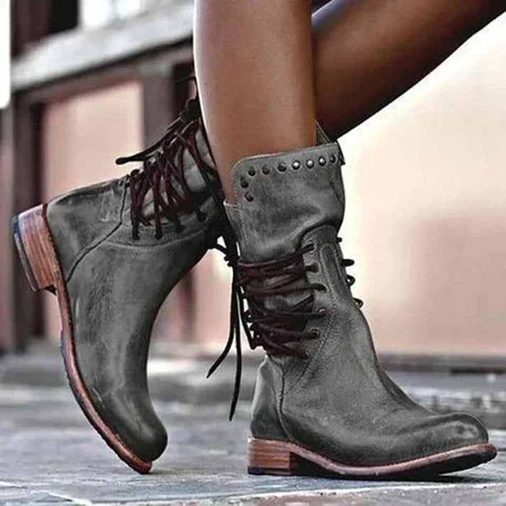 LACED BOOTS WITH STUDDED DETAILS