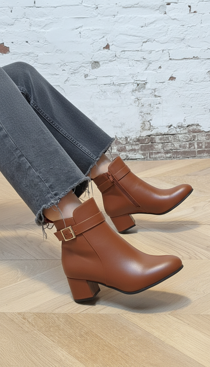 ELEGANT ANKLE BOOT WITH BUCKLE