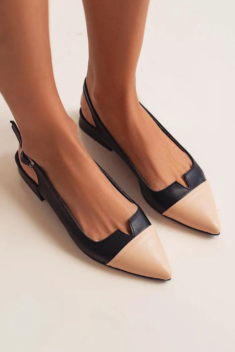 POINTED BALLET FLATS WITH BICOLOR DETAIL