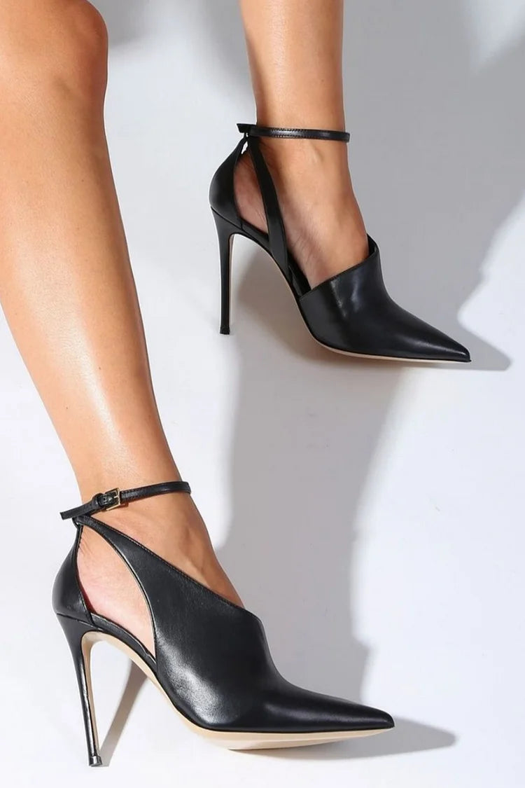 POINTED TOE PUMP WITH ANKLE STRAP