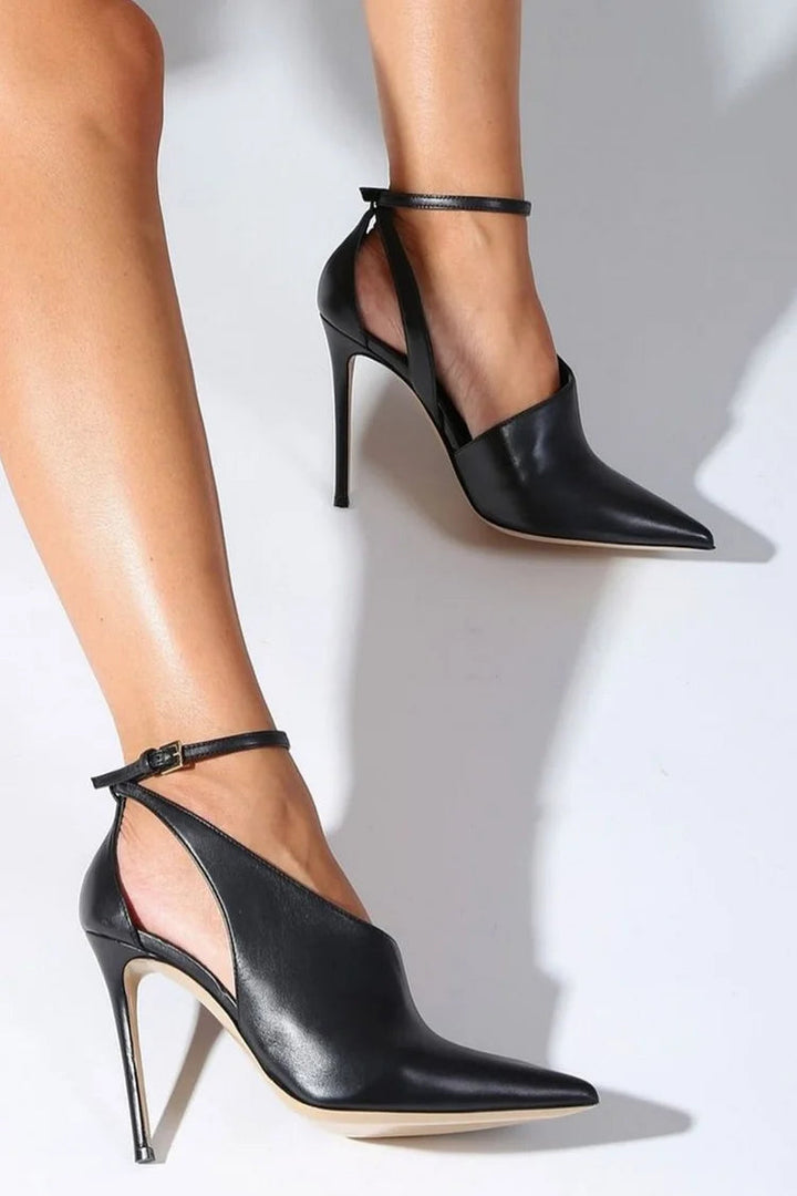 POINTED TOE PUMP WITH ANKLE STRAP
