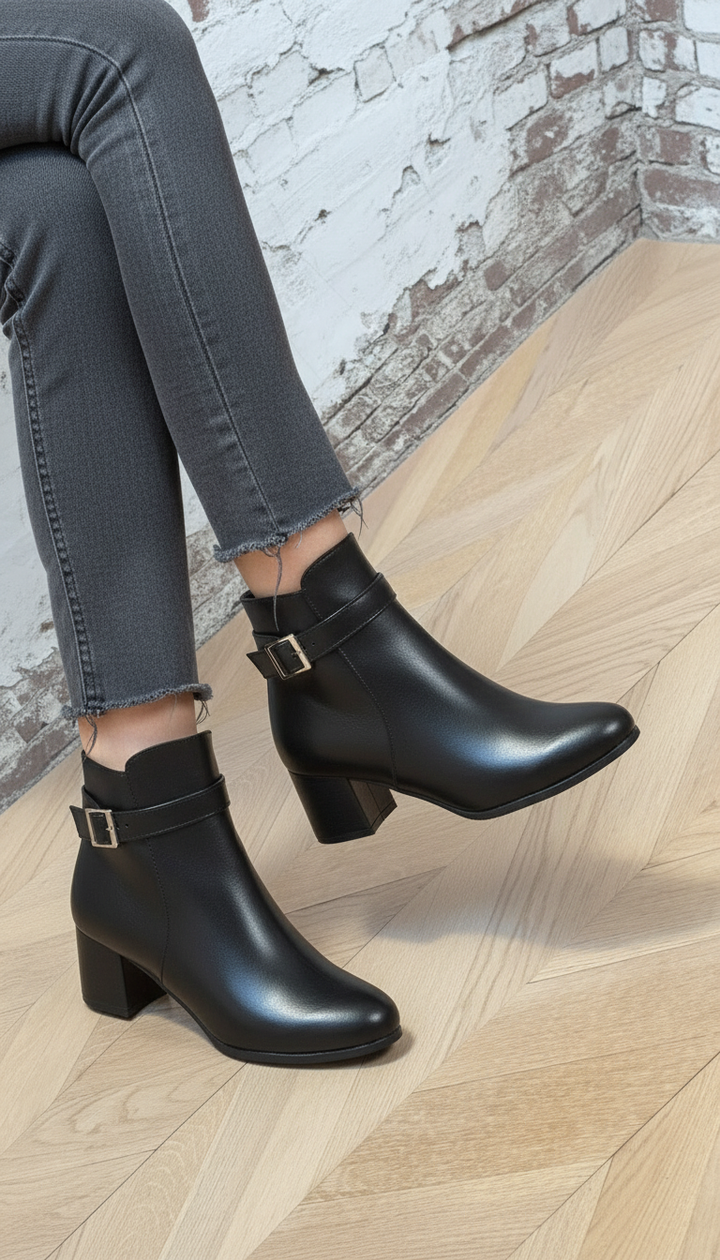 ELEGANT ANKLE BOOT WITH BUCKLE