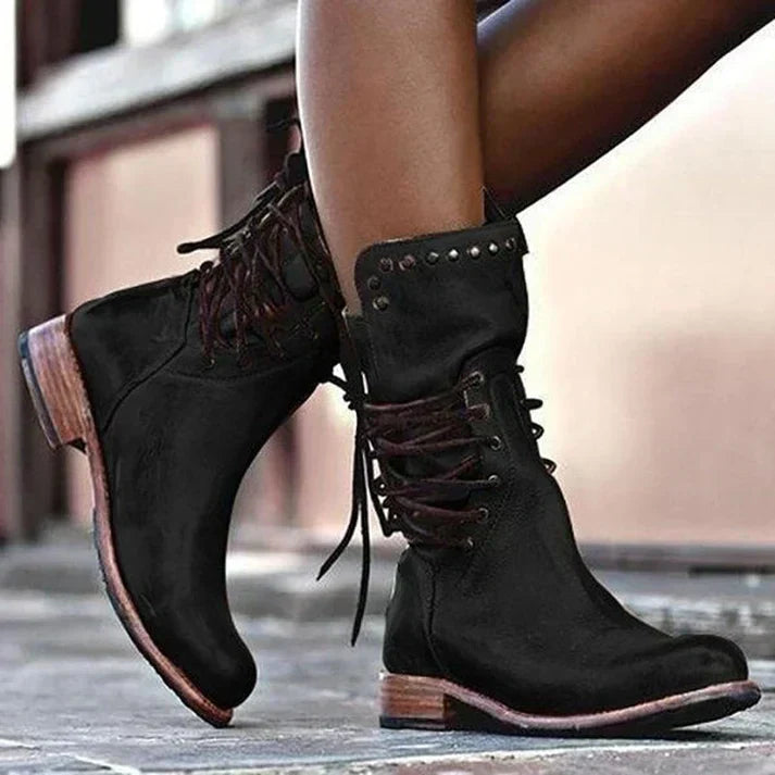 LACED BOOTS WITH STUDDED DETAILS