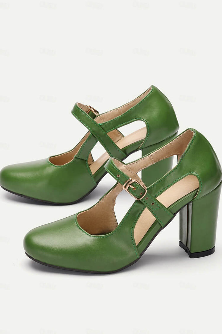 COMFORT HEEL WITH T-STRAP DETAIL