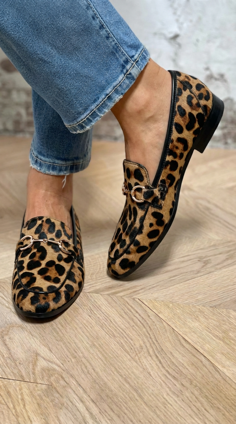 ANIMAL PRINT LOAFER WITH METALLIC DETAIL