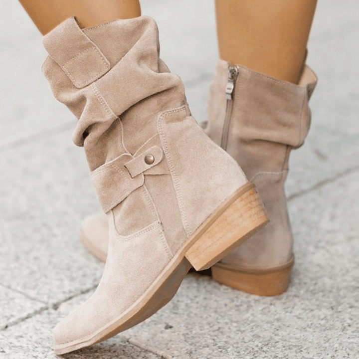 SOFT ANKLE BOOTS WITH PLEATED DETAIL