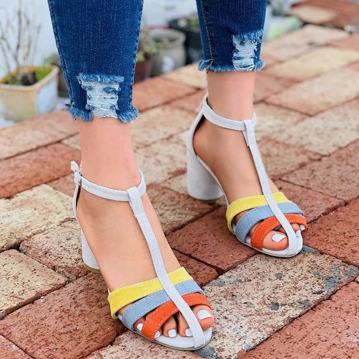 MULTICOLOR SANDAL WITH T-BAR