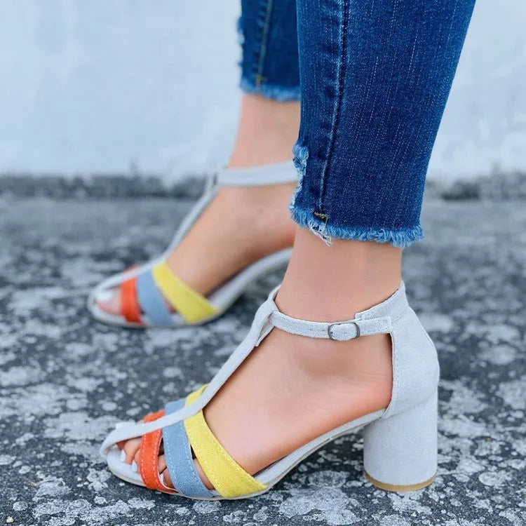 MULTICOLOR SANDAL WITH T-BAR