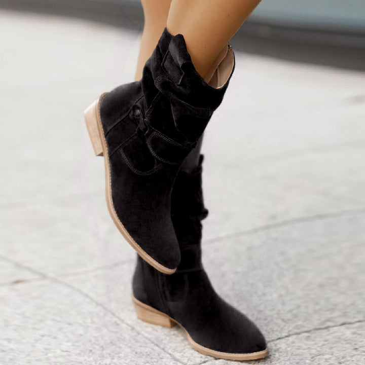 SOFT ANKLE BOOTS WITH PLEATED DETAIL