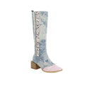 DENIM BOOTS WITH SNAKE DETAIL