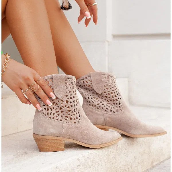 PERFORATED ANKLE BOOTS