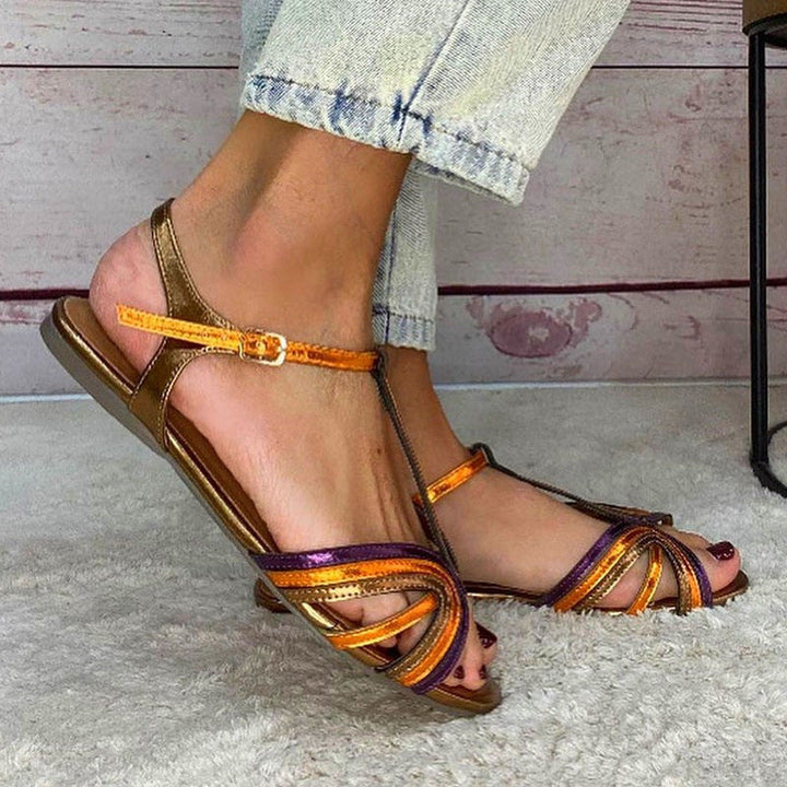 FLAT SANDAL WITH T-STRAP