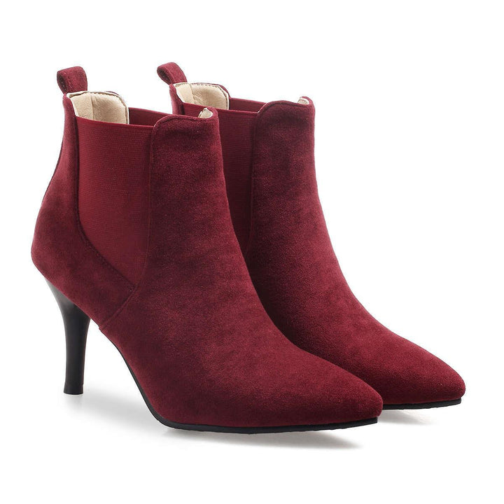 ELASTICATED ANKLE BOOT WITH THIN HEEL