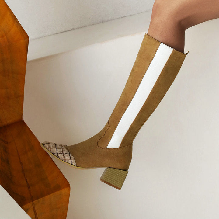 TALL CAMEL BOOTS WITH CONTRAST