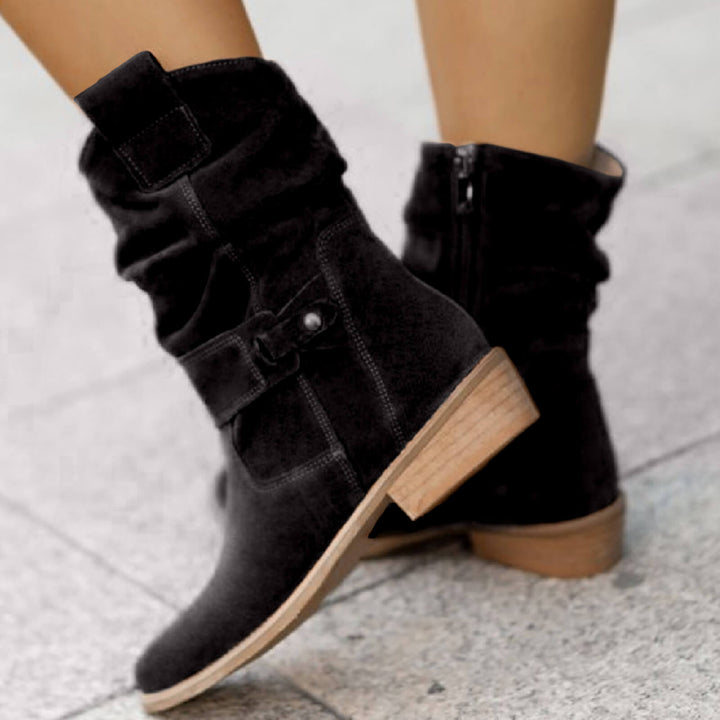 SOFT ANKLE BOOTS WITH PLEATED DETAIL