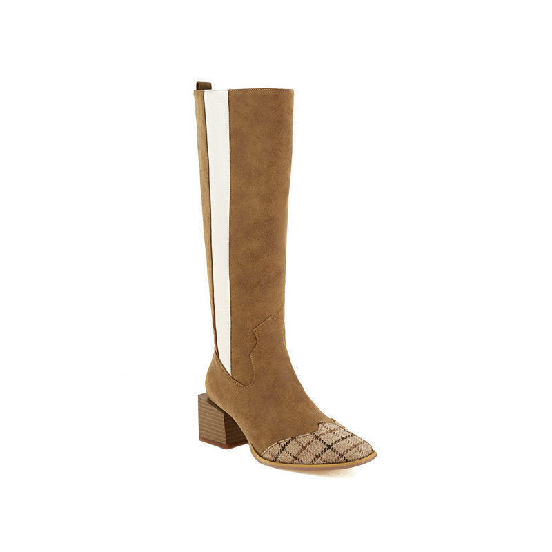 TALL CAMEL BOOTS WITH CONTRAST