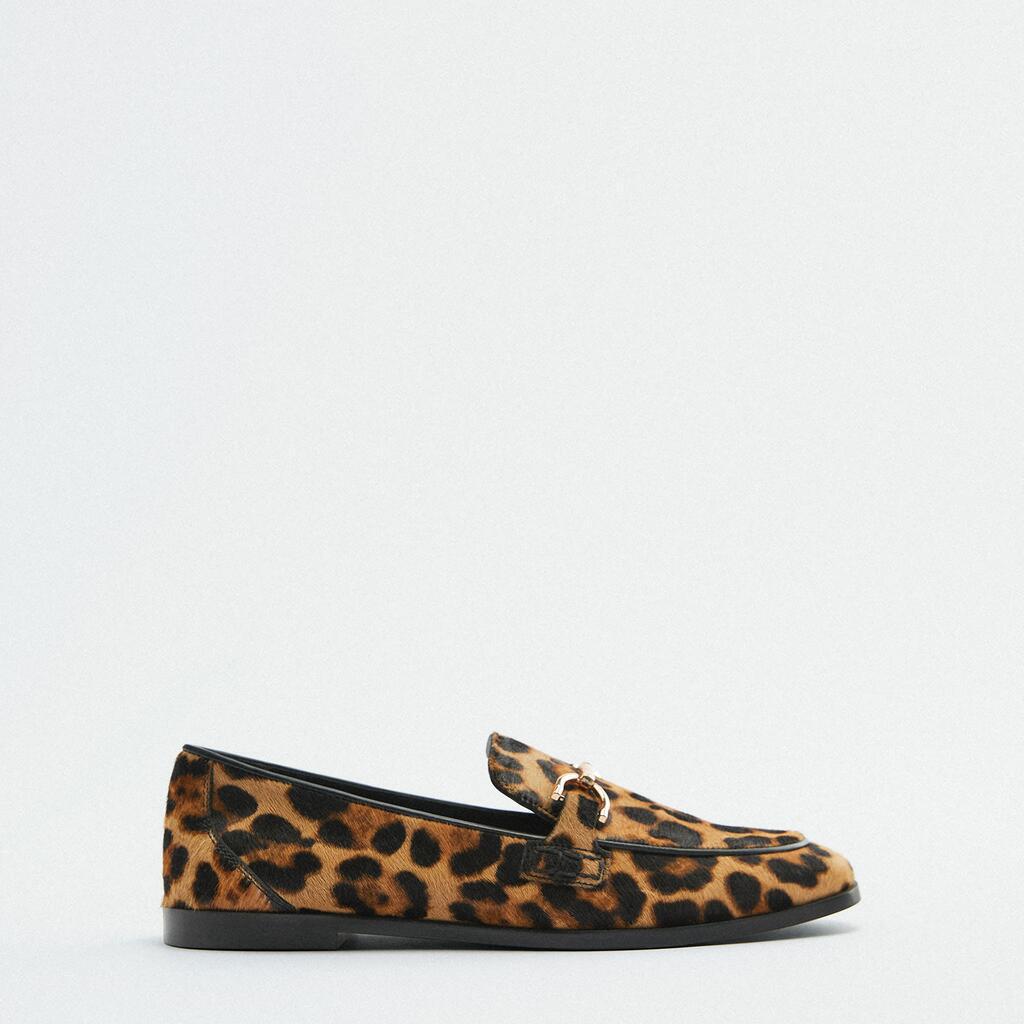 ANIMAL PRINT LOAFER WITH METALLIC DETAIL