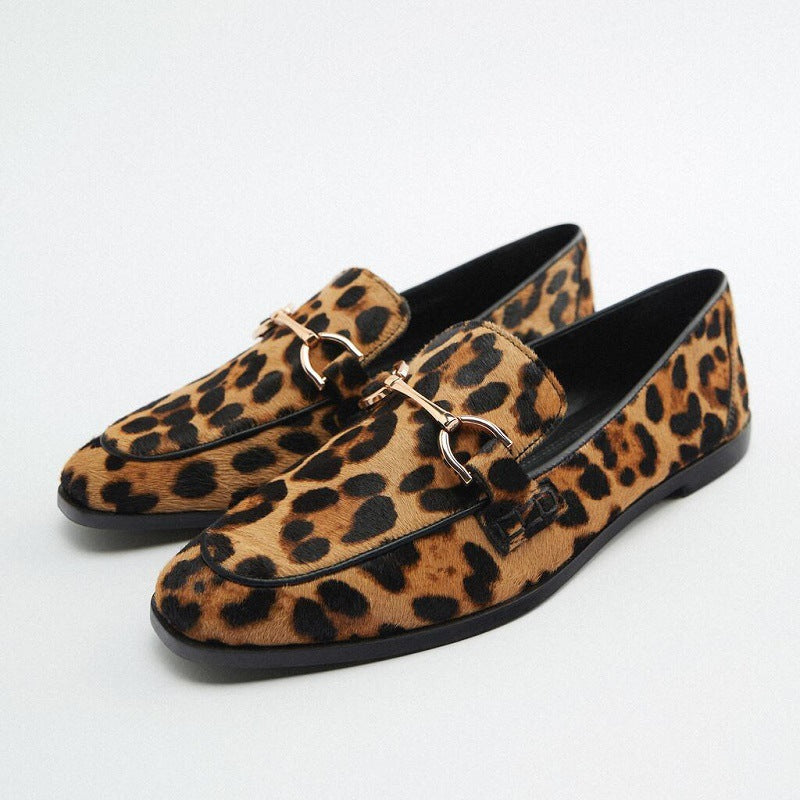 ANIMAL PRINT LOAFER WITH METALLIC DETAIL