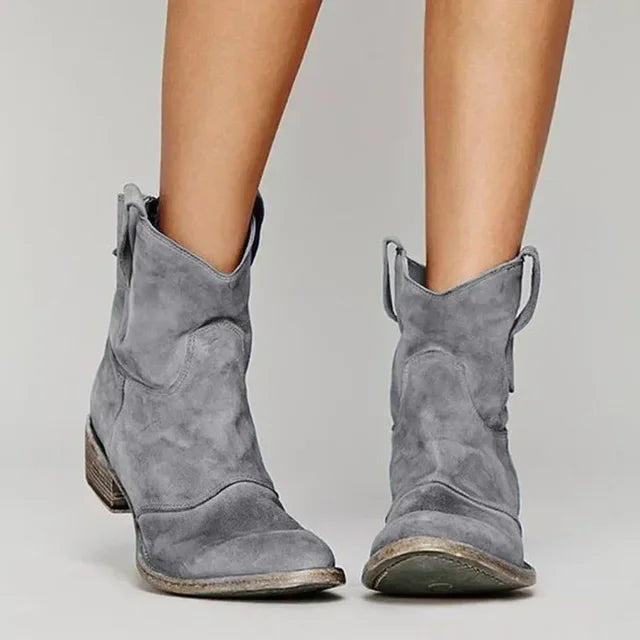 SUEDE EFFECT WESTERN STYLE BOOTS