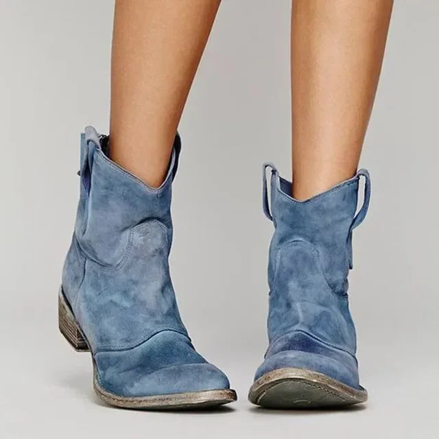 SUEDE EFFECT WESTERN STYLE BOOTS