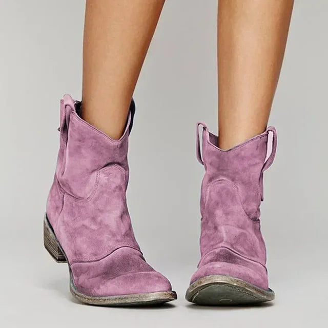 SUEDE EFFECT WESTERN STYLE BOOTS